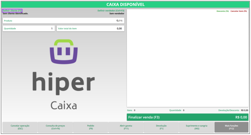 Como informar um cliente na venda no Hiper Caixa