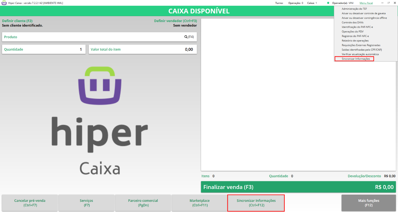 Como sincronizar o Hiper Caixa com o Hiper Gestão