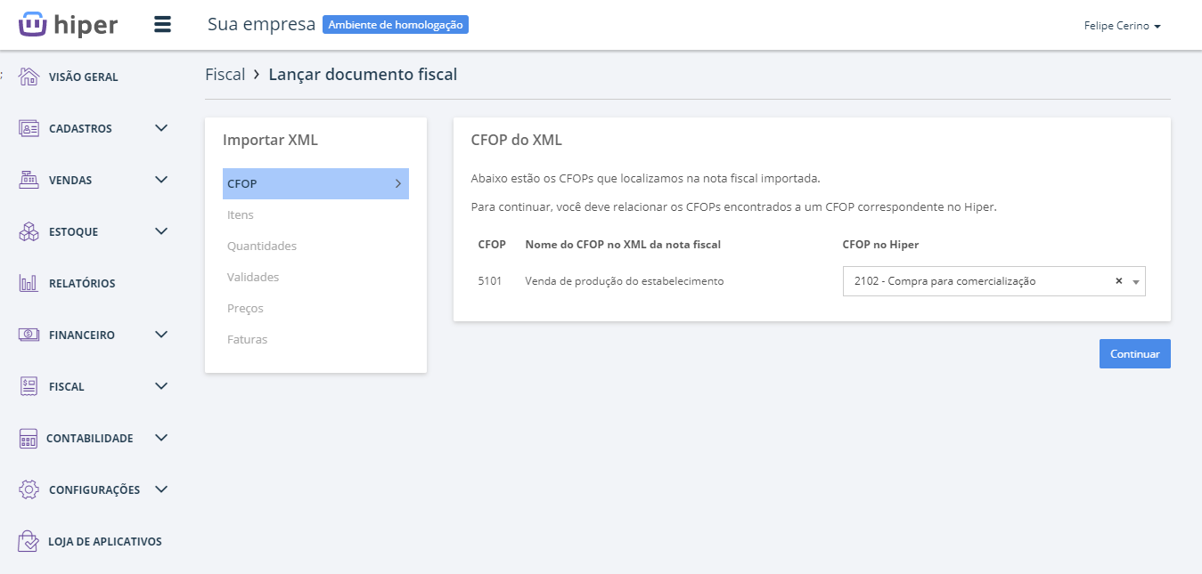 Como importar o XML de uma nota fiscal no Hiper Gestão